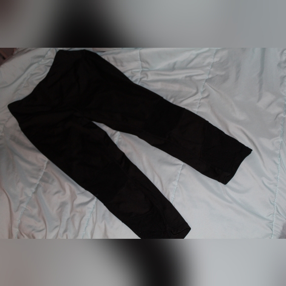 nova sport womens leggings small L black ribbed detail stretchy womans gym i13 - Picture 1 of 1